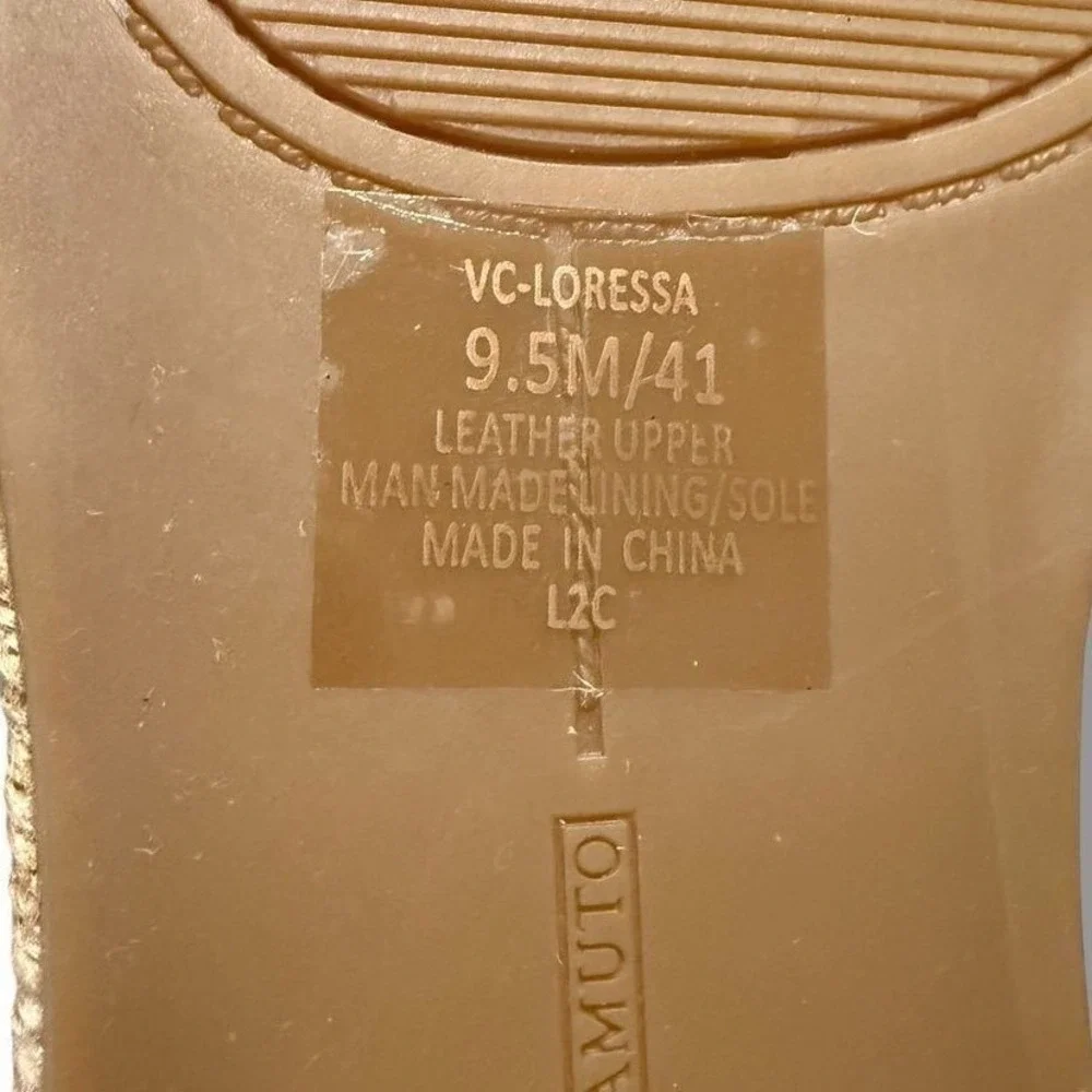 Vince Camuto Loressa Leather Espadrille Platform Wedge Sandals Walnut Sz 9.5 NEW